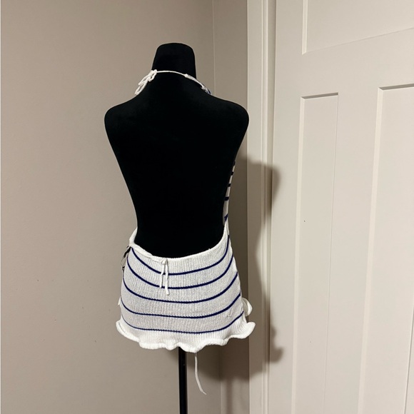 George Trochopoulos XS Mini Backless Dress in White And Blue - Picture 4 of 8